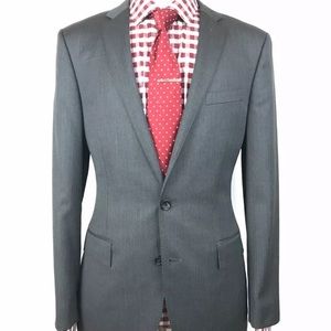 J Crew Mens Grey Herringbone Wool Ludlow Slim Fit